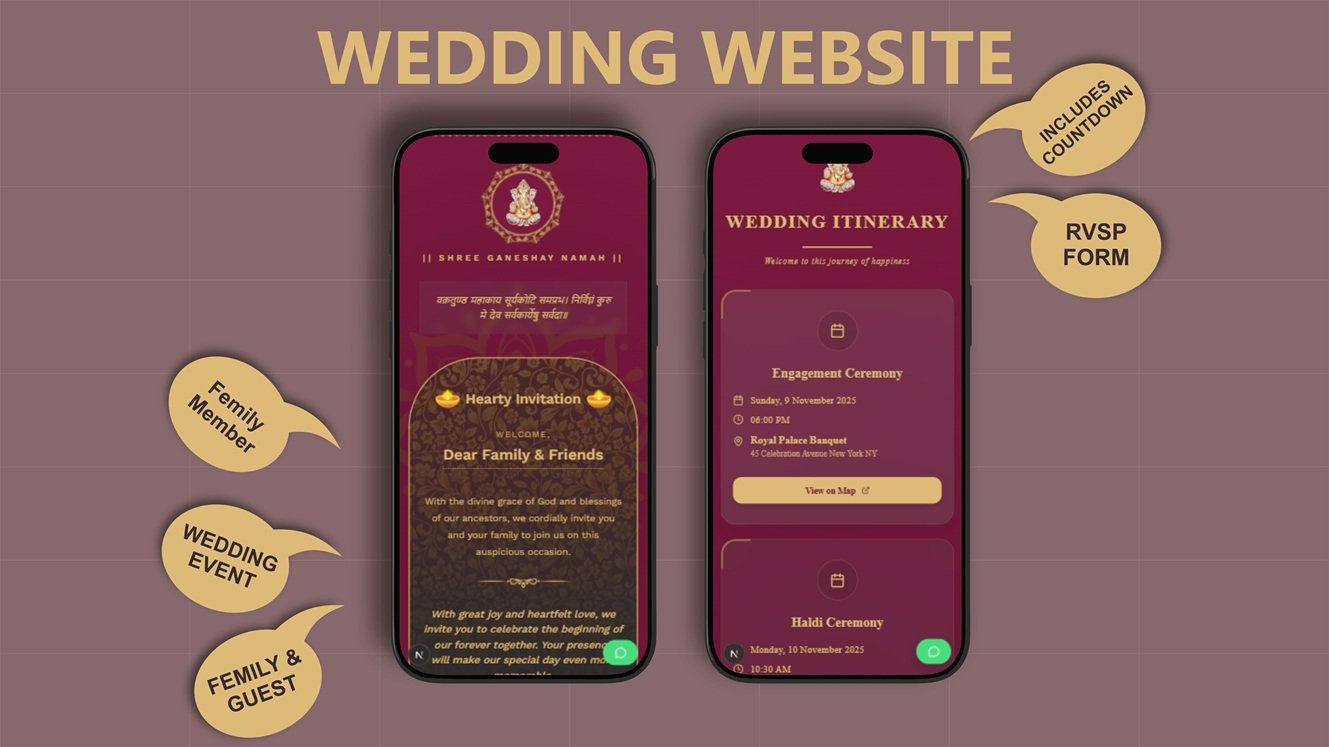 Best Hindu Wedding Website Templates — Haldi, Mehendi, Sangeet & Pheras All on One Page