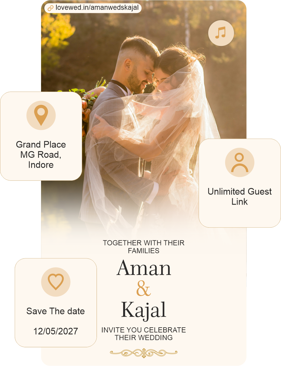 Classic elegant wedding invitation website template with a couple's photo and event details
