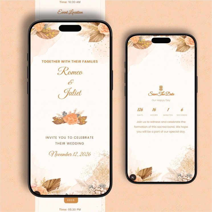 Zesty Orange Floral Wedding Website — invitation template preview